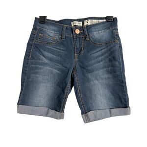 Indigo Rein Bermuda Shorts Womens Juniors Jean Denim Cuffed Casual 3 Preppy